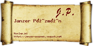 Janzer Pázmán névjegykártya
